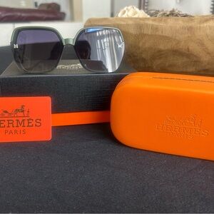 Hermès Olive Green Sunglasses with Dark Lenses